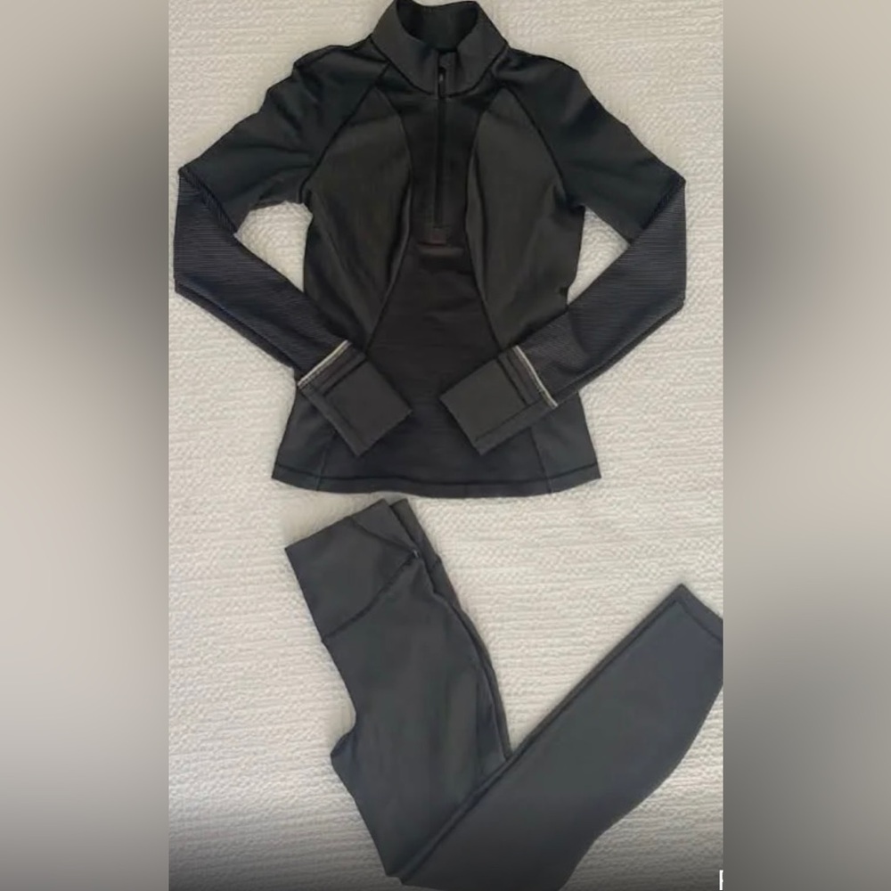 Lululemon Rulu Run Ventscape Ribbed Leggings Half Zip Top Set Jacket Pants Align
